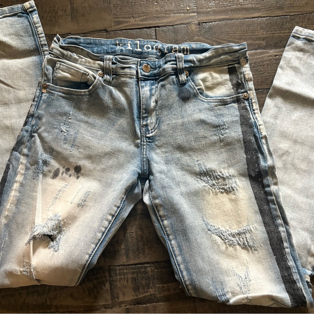 Blue Skinny Distressed Jeans